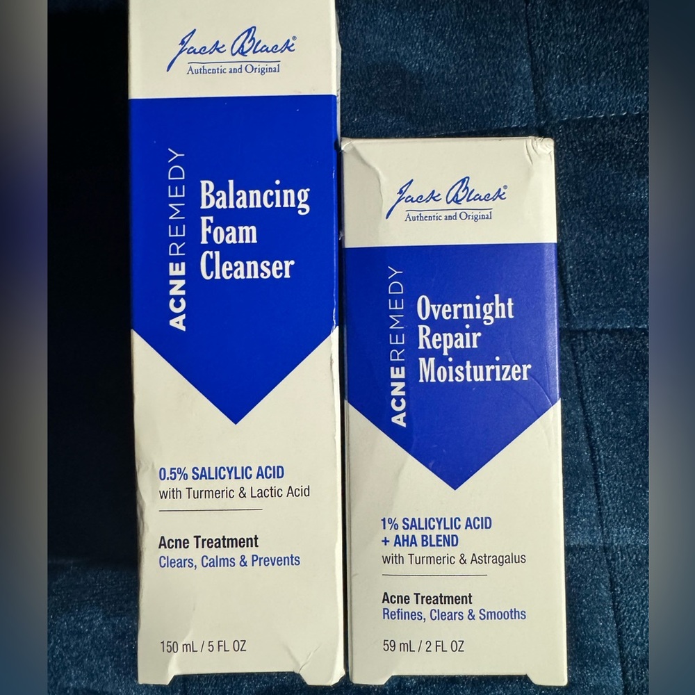 NIB Jack Black Balancing Foam Cleanser and Overnight Repair Moisturizer